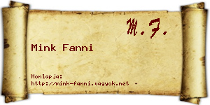 Mink Fanni névjegykártya